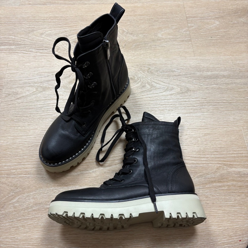Kenneth Cole Radell‎ Lace Up Leather Boots Womens 9.5 Color Black